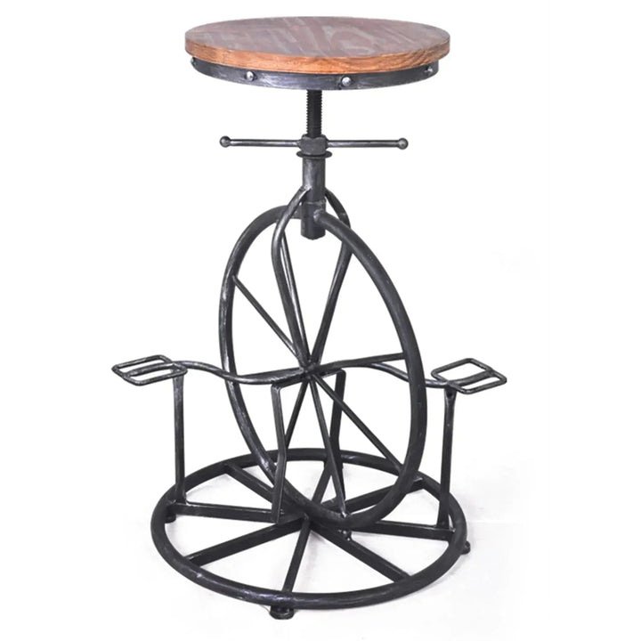 Industrial Wood Height Adjustable Bar Stool BIKE