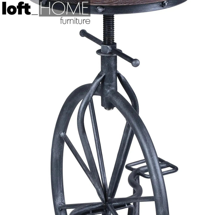 Industrial Wood Height Adjustable Bar Stool BIKE