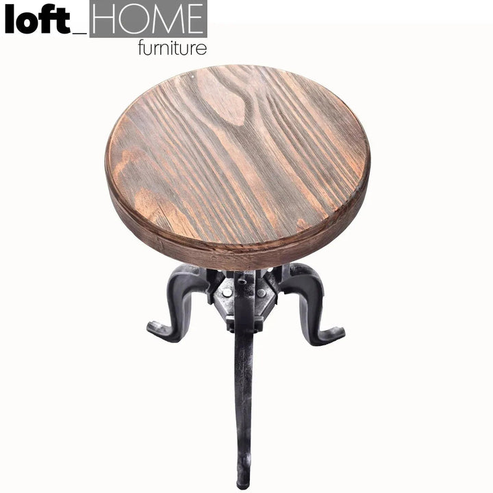 Industrial Wood Height Adjustable Stool CRANK