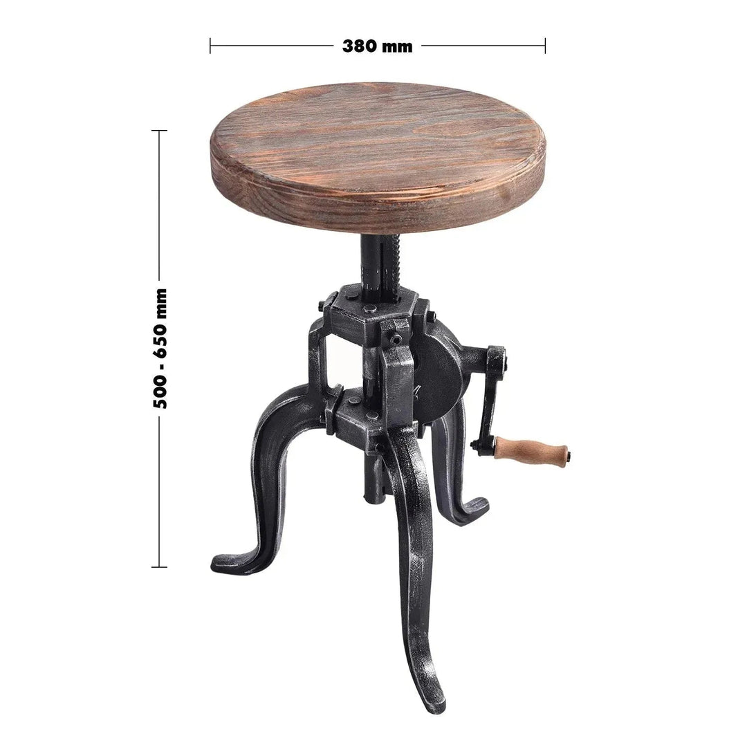Industrial Wood Height Adjustable Stool CRANK
