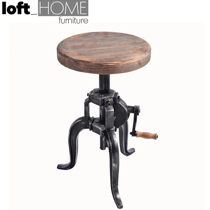Industrial Wood Height Adjustable Stool CRANK