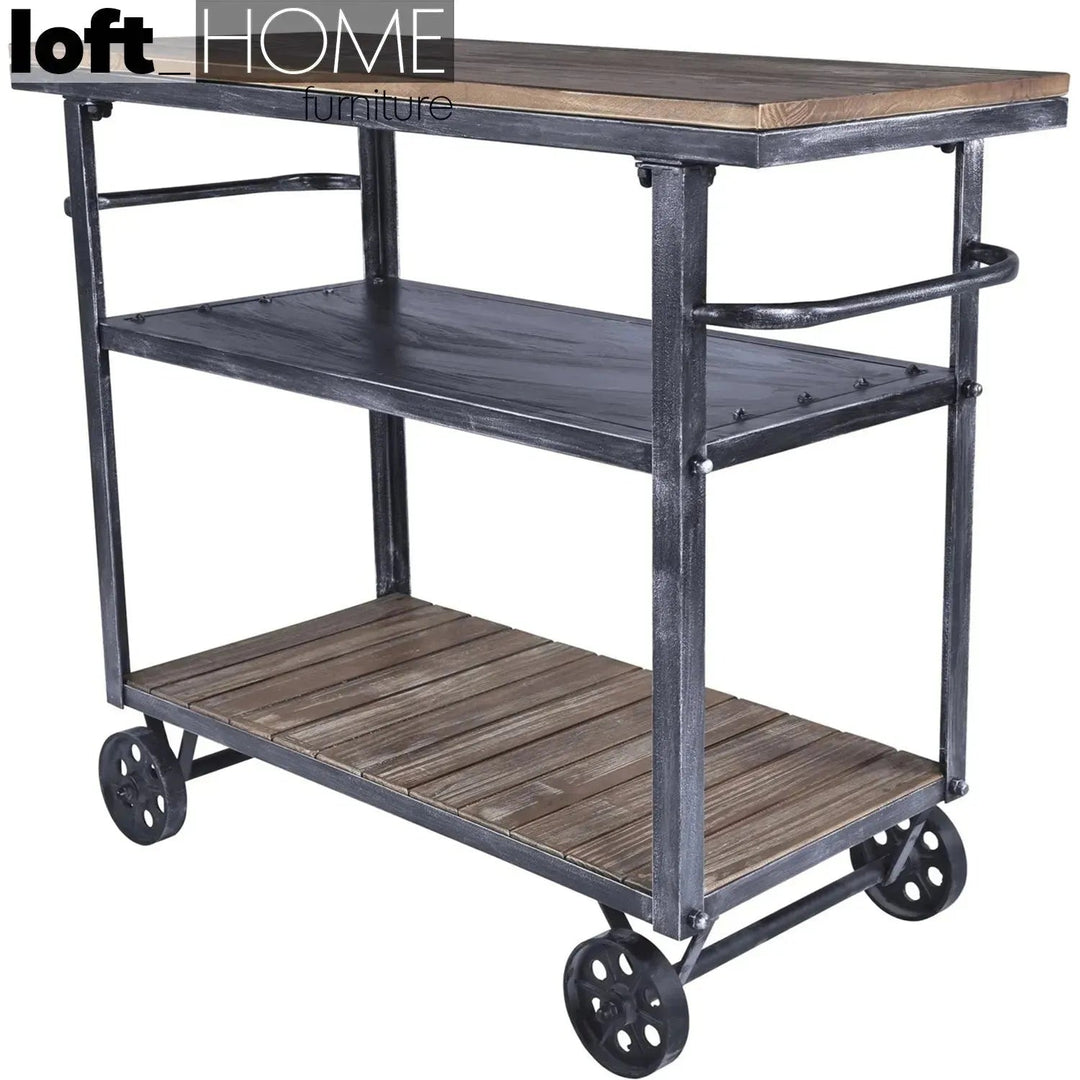 Industrial Wood Side Table TROLLEY