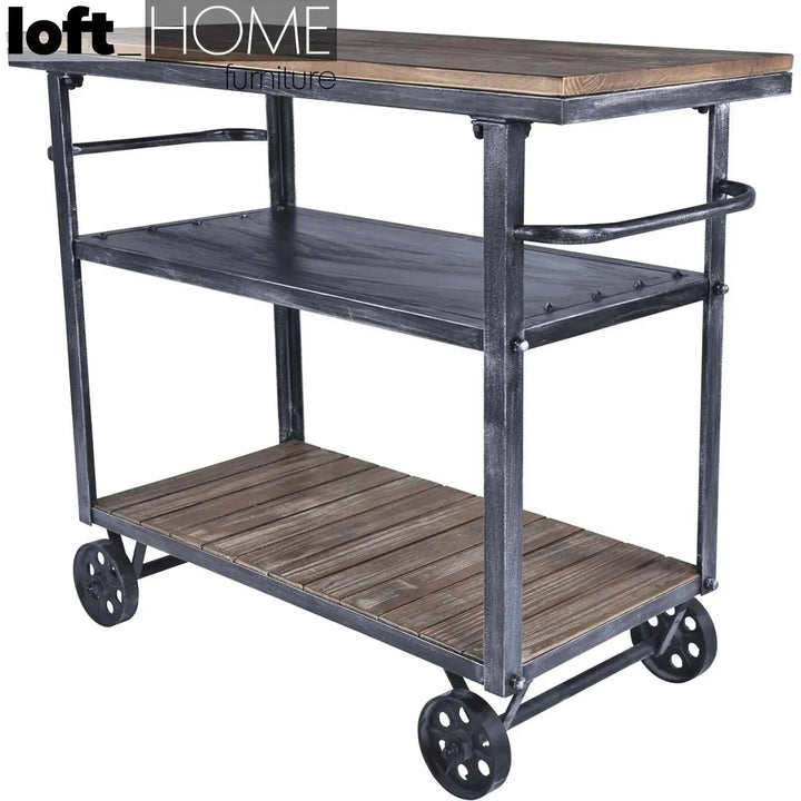 Industrial Wood Side Table TROLLEY