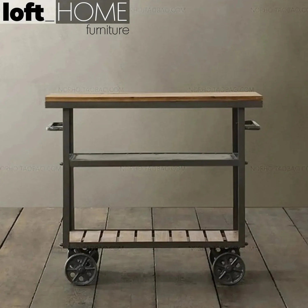 Industrial Wood Side Table TROLLEY