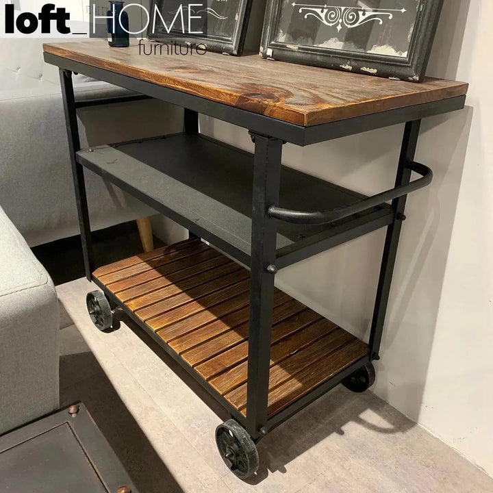 Industrial Wood Side Table TROLLEY