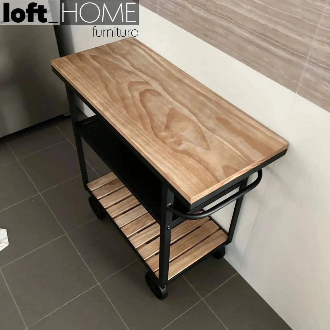 Industrial Wood Side Table TROLLEY