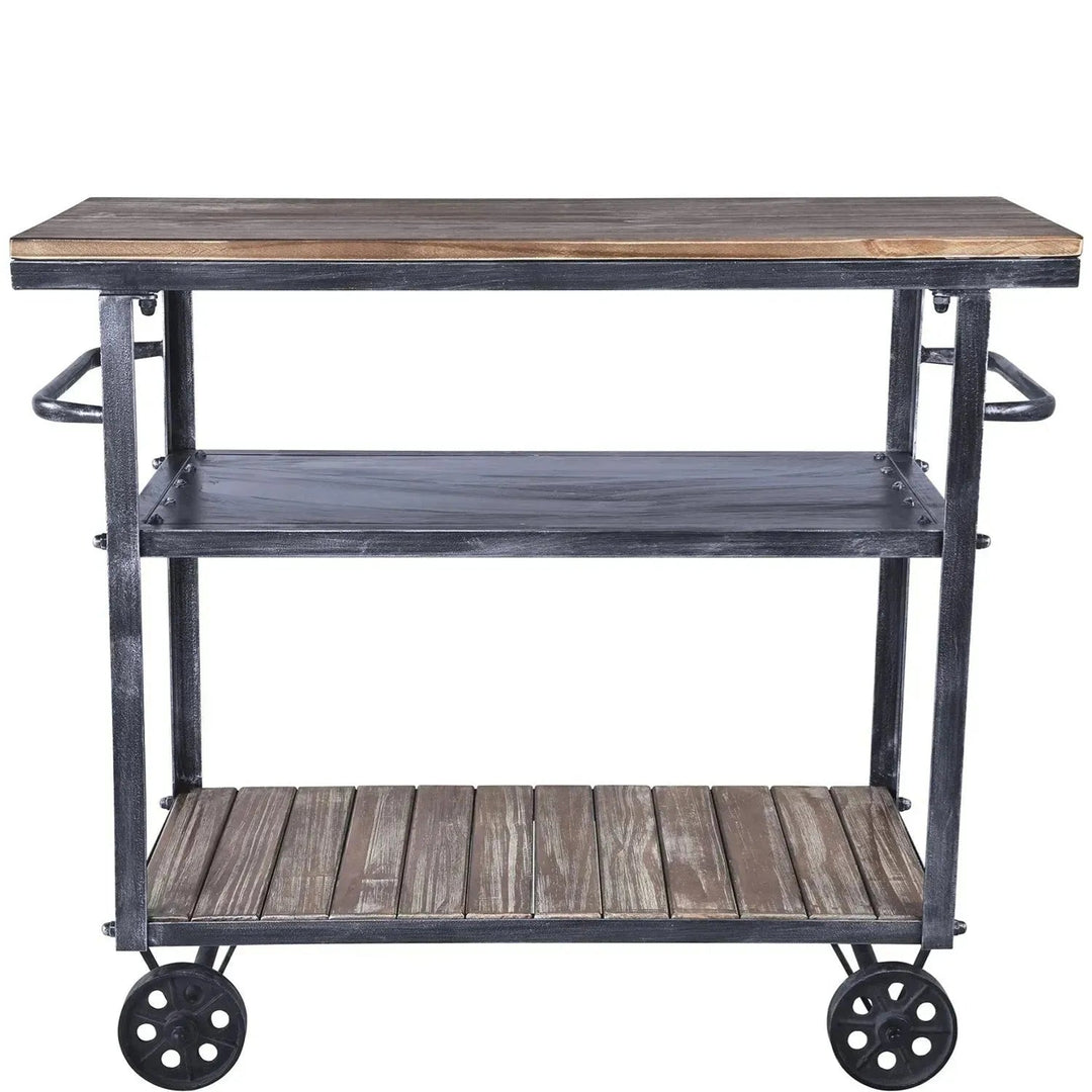 Industrial Wood Side Table TROLLEY