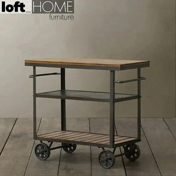 Industrial Wood Side Table TROLLEY