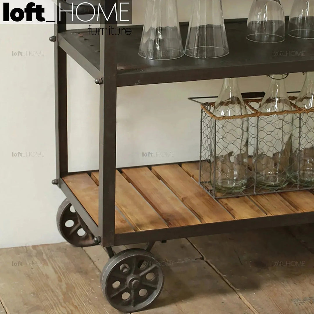 Industrial Wood Side Table TROLLEY
