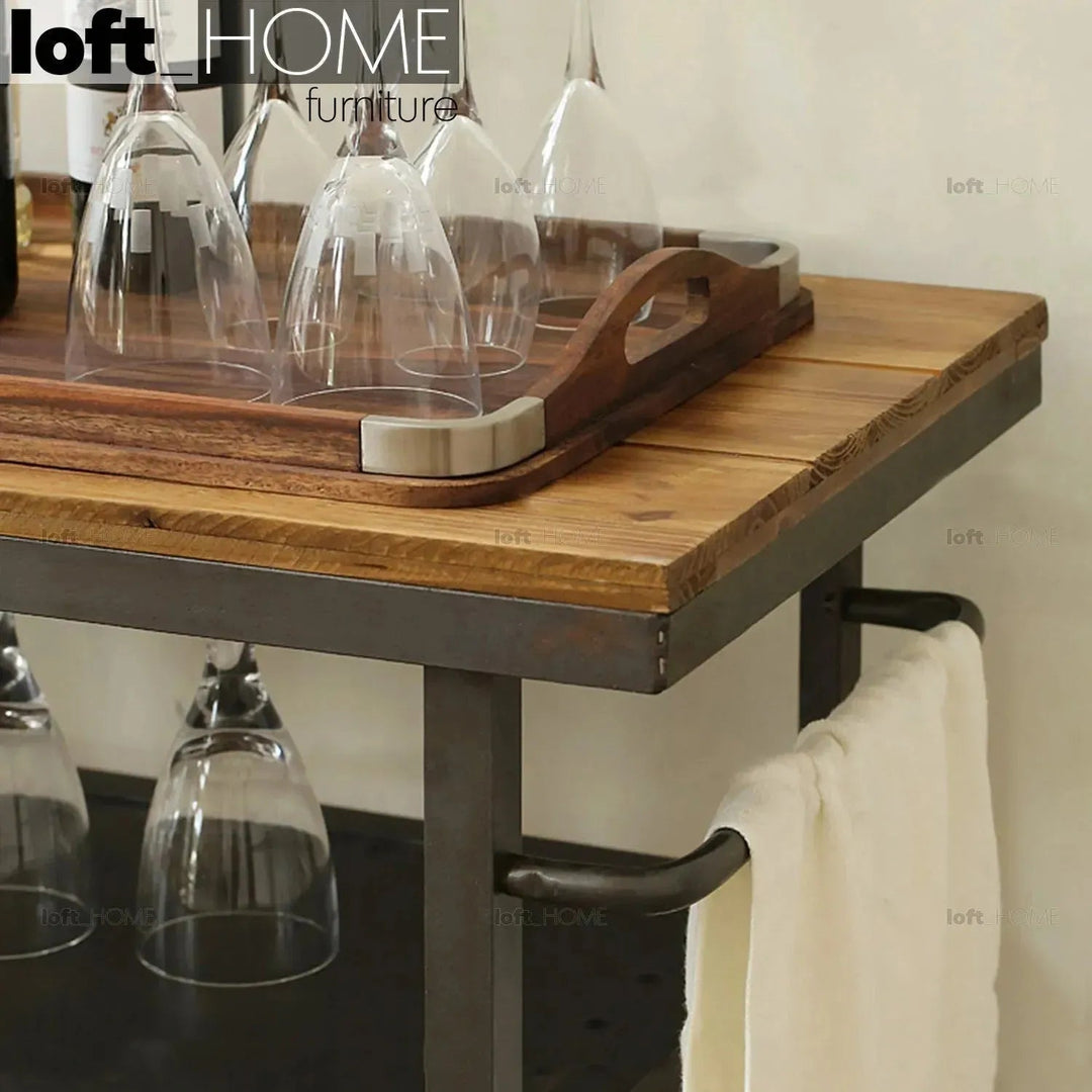 Industrial Wood Side Table TROLLEY