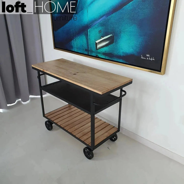 Industrial Wood Side Table TROLLEY