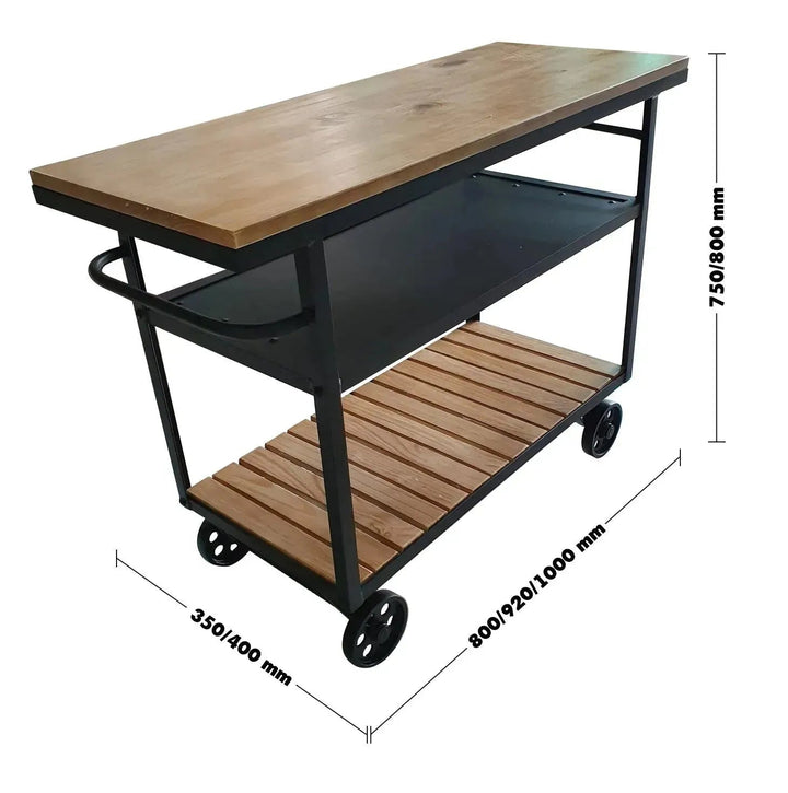 Industrial Wood Side Table TROLLEY