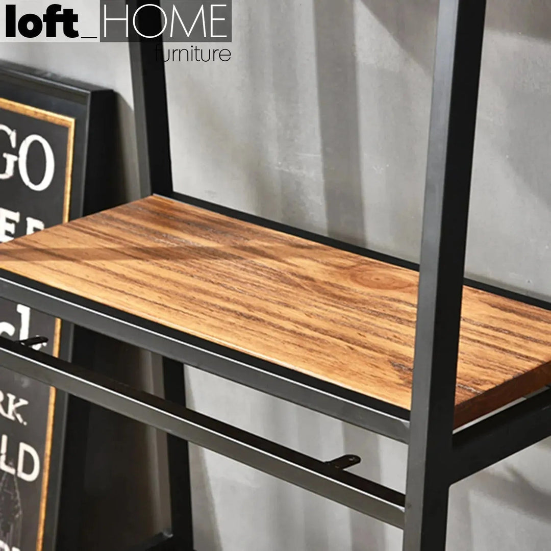 Industrial Wood Study Table With Shelf Set MYSTEEL