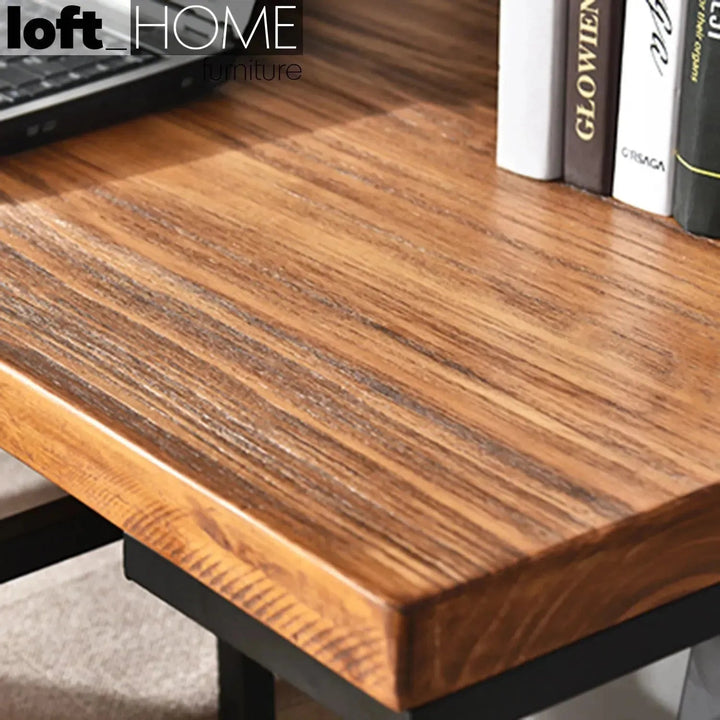 Industrial Wood Study Table With Shelf Set MYSTEEL