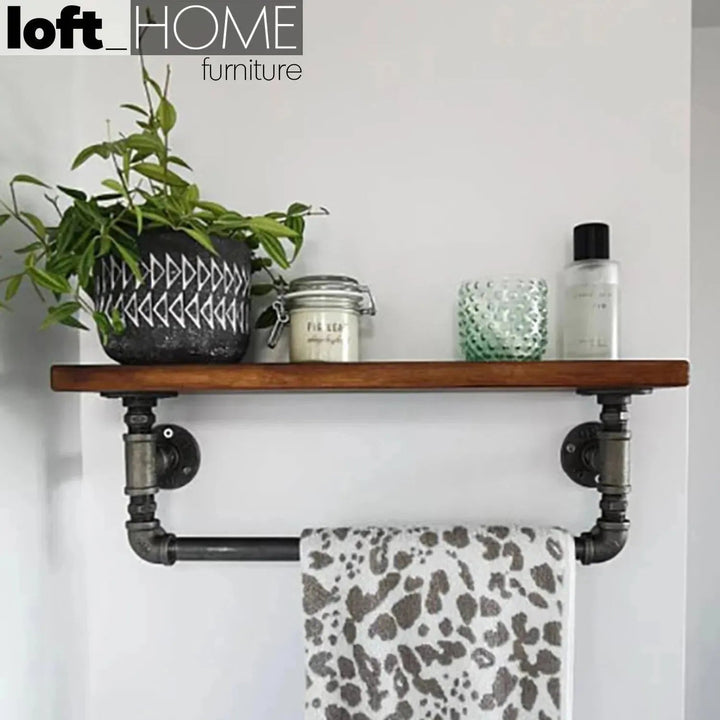 Industrial Wood Wall Shelf PIPE S