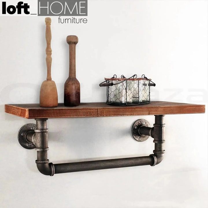 Industrial Wood Wall Shelf PIPE S