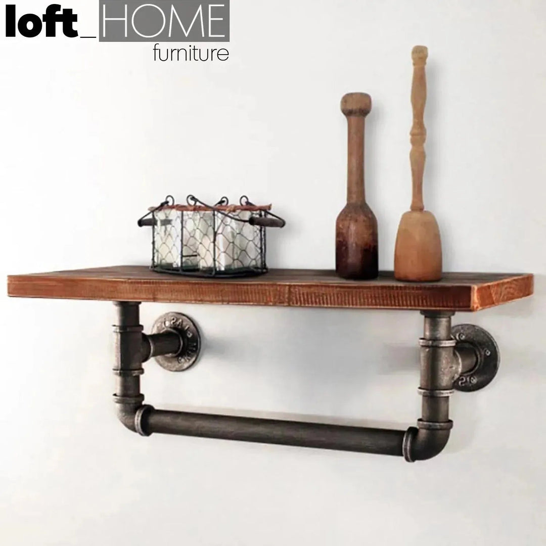 Industrial Wood Wall Shelf PIPE S