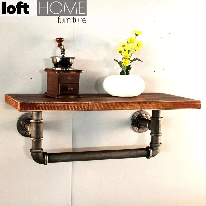 Industrial Wood Wall Shelf PIPE S