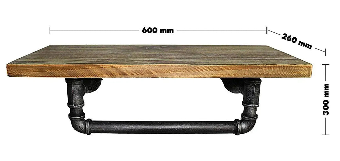 Industrial Wood Wall Shelf PIPE S