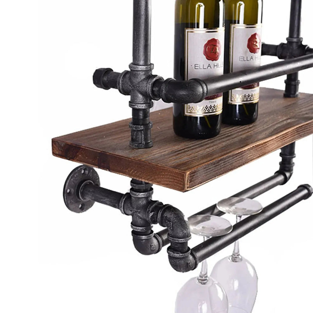 Industrial Wood Wall Shelf PIPE WINE