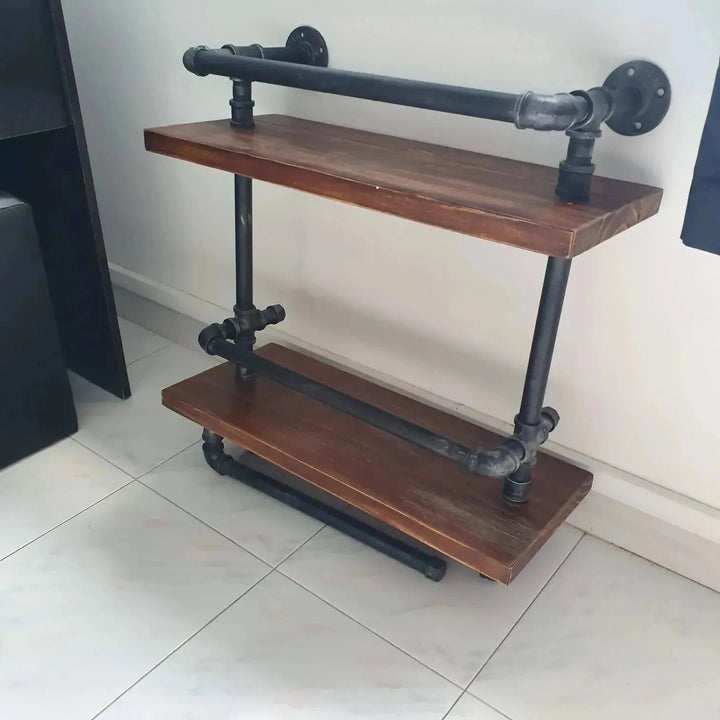 Industrial Wood Wall Shelf PIPE WINE