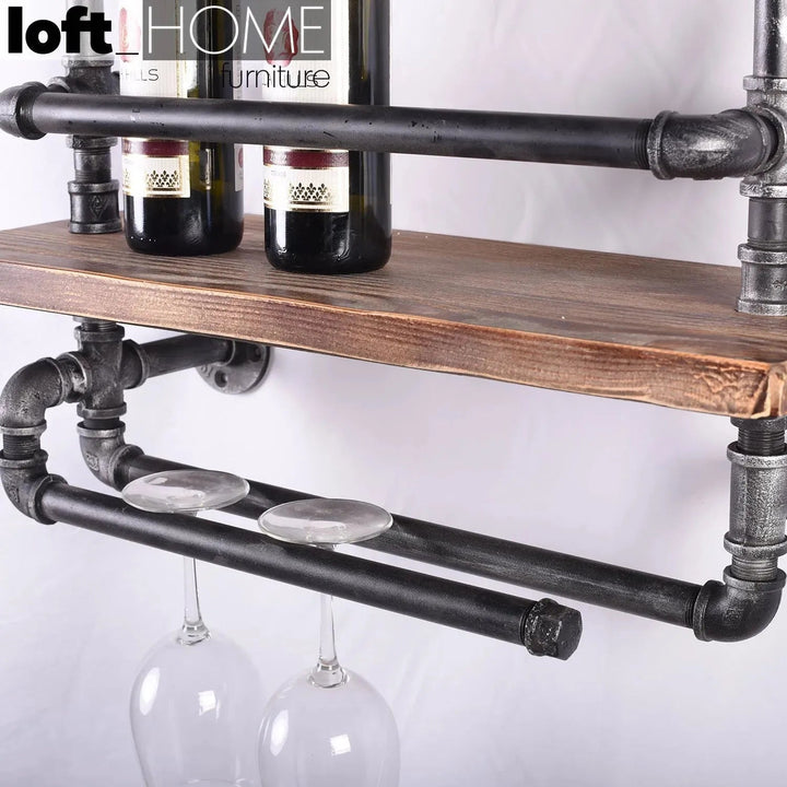 Industrial Wood Wall Shelf PIPE WINE