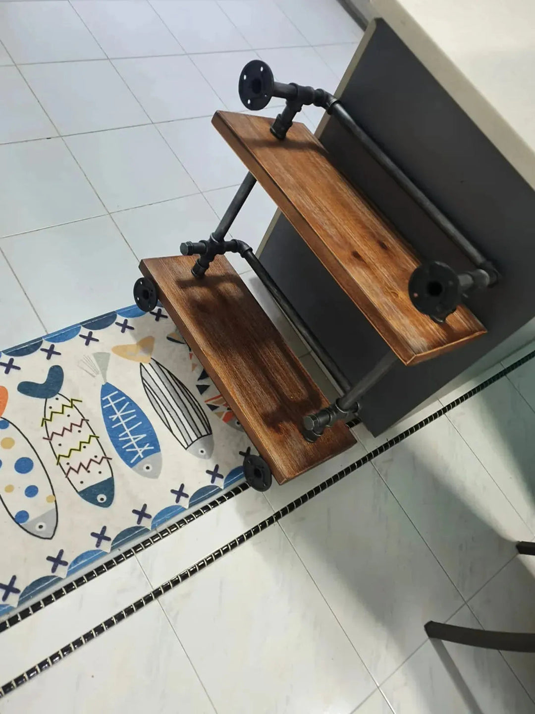 Industrial Wood Wall Shelf PIPE WINE