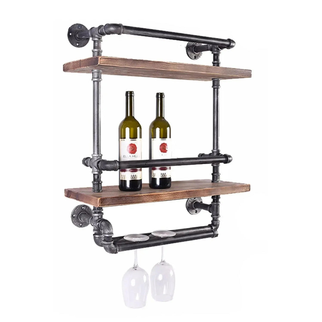 Industrial Wood Wall Shelf PIPE WINE
