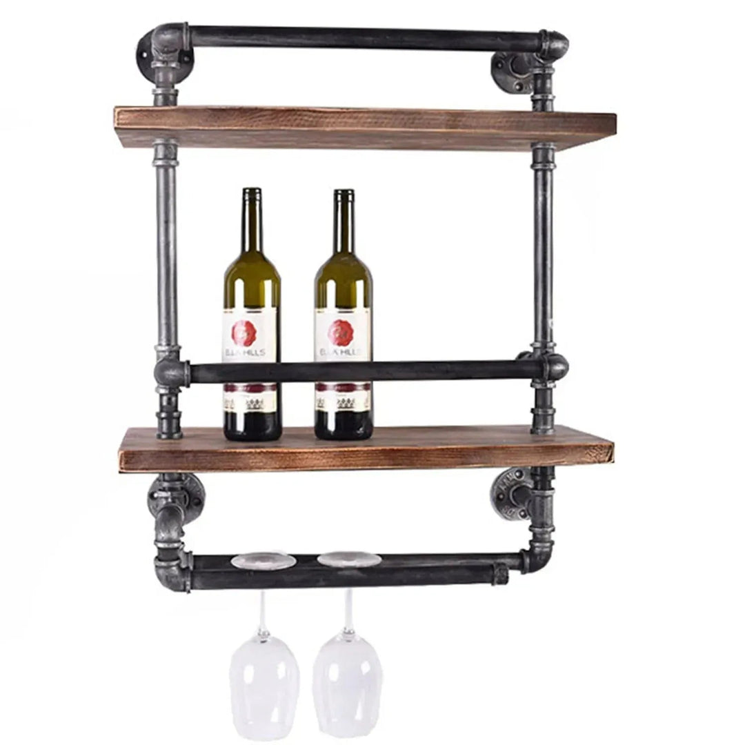 Industrial Wood Wall Shelf PIPE WINE