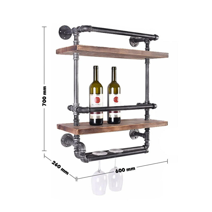 Industrial Wood Wall Shelf PIPE WINE