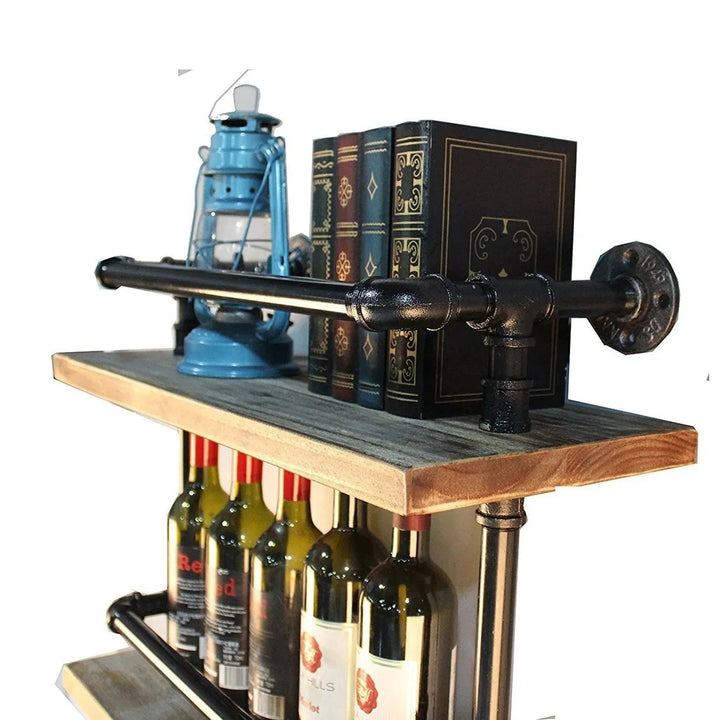 Industrial Wood Wall Shelf PIPE WINE
