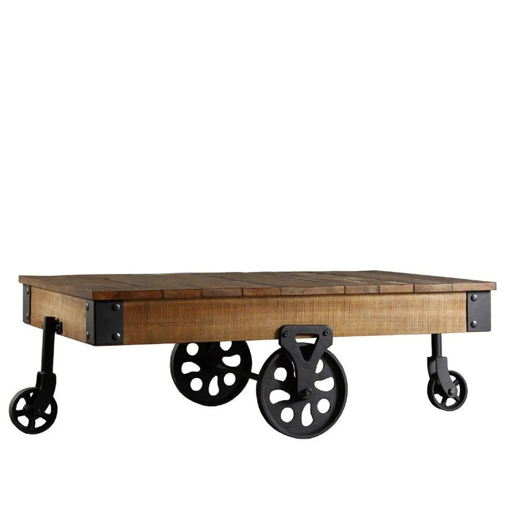 Industrial Wood Wheel Coffee Table INDUSTRIAL
