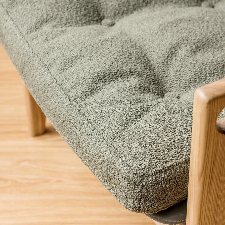 Japandi boucle fabric 1 seater sofa renata with context.