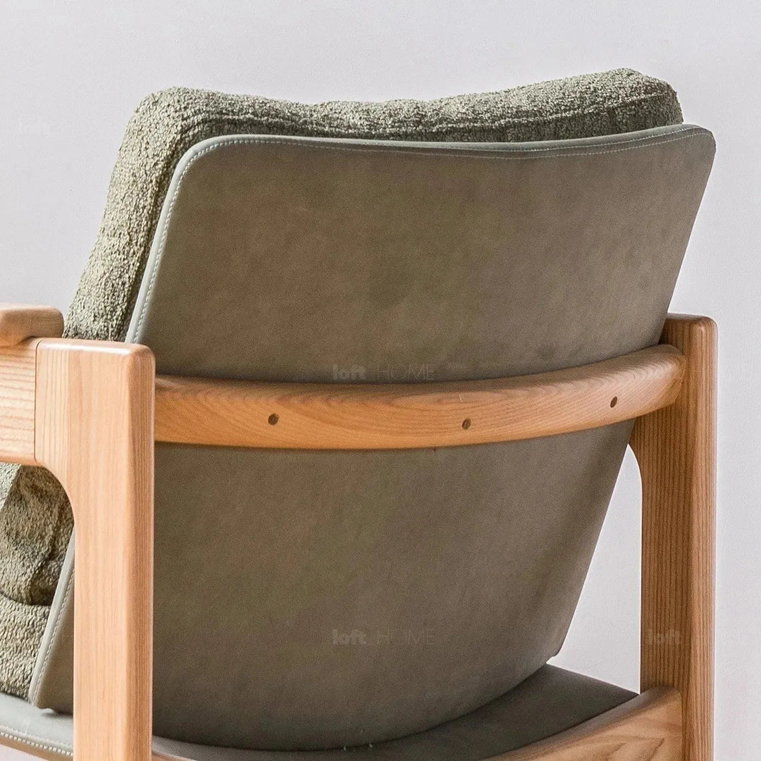Japandi boucle fabric 1 seater sofa renata in still life.