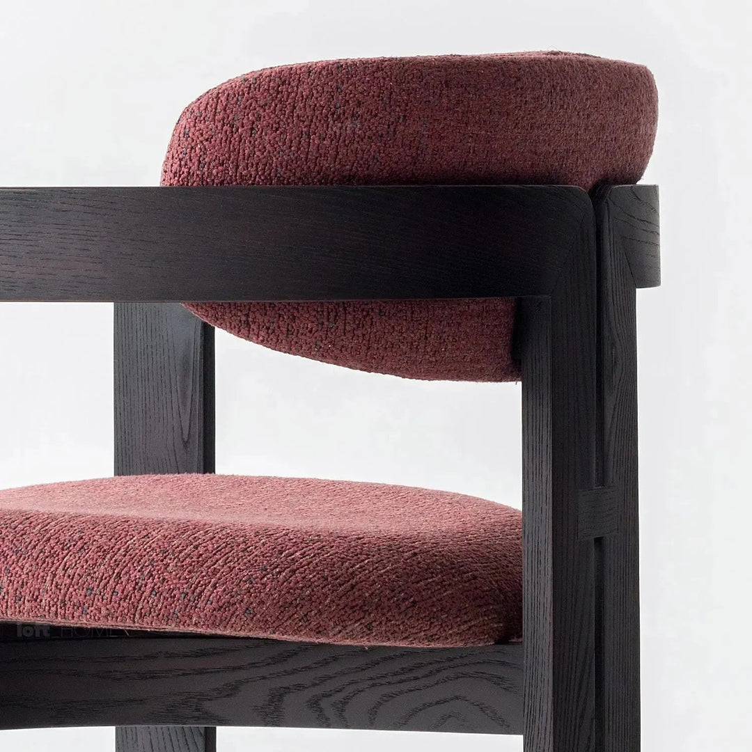 Japandi boucle fabric/leather dining chair semi circle environmental situation.