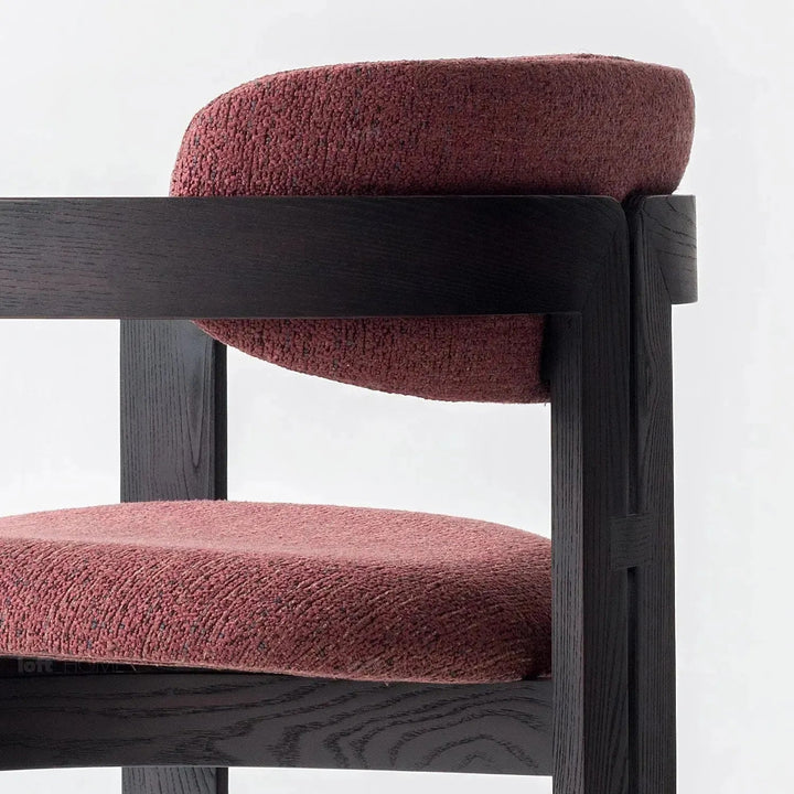 Japandi boucle fabric/leather dining chair semi circle environmental situation.