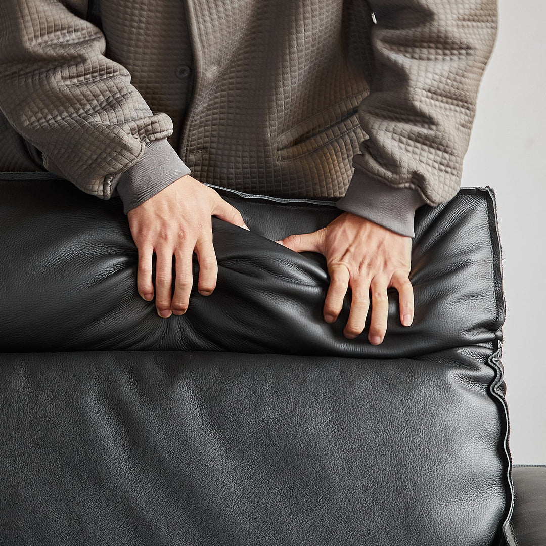 Japandi genuine leather 1 seater sofa river situational feels.