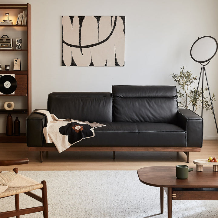 Japandi genuine leather 2 seater sofa river size charts.