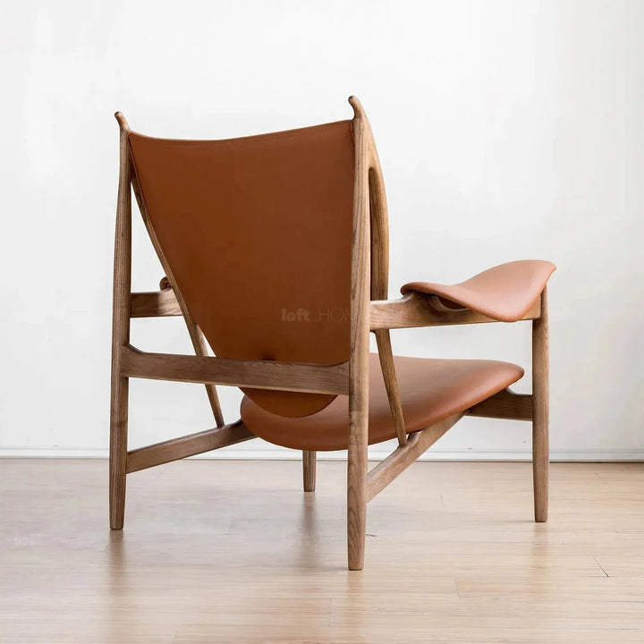 Japandi leather 1 seater sofa chieftain with context.