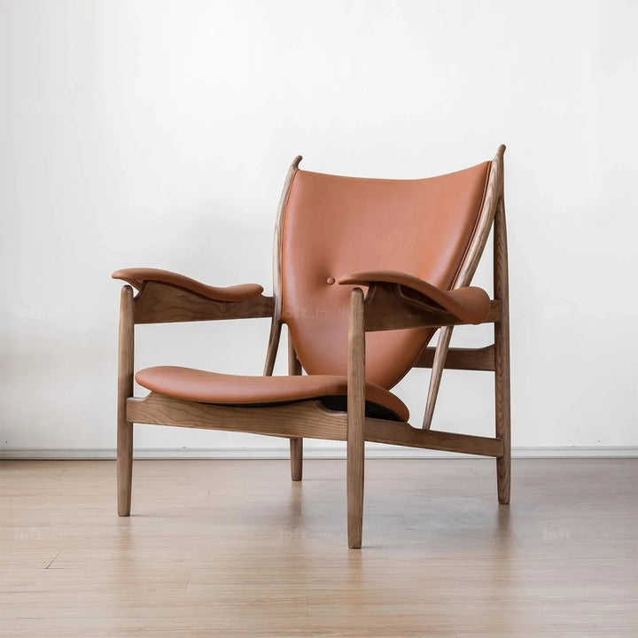 Japandi leather 1 seater sofa chieftain material variants.