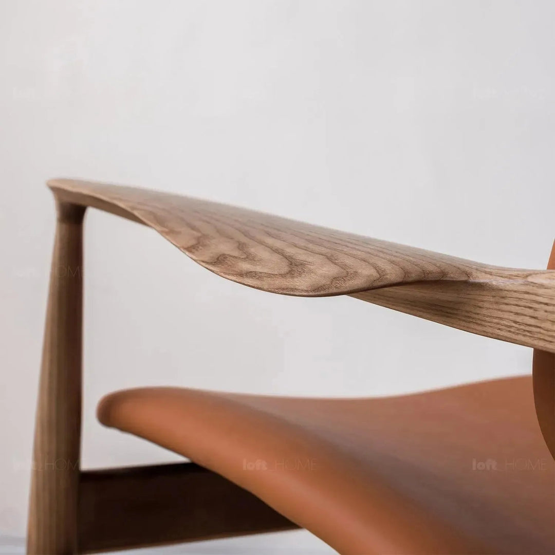 Japandi leather 1 seater sofa france in panoramic view.