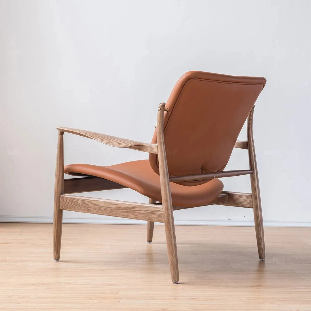 Japandi leather 1 seater sofa france in real life style.