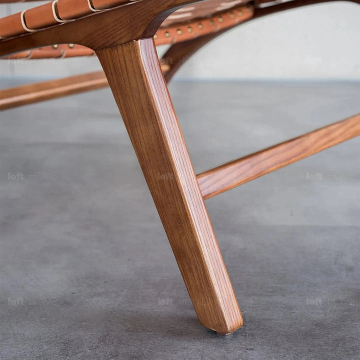 Japandi leather 1 seater sofa tanner in still life.