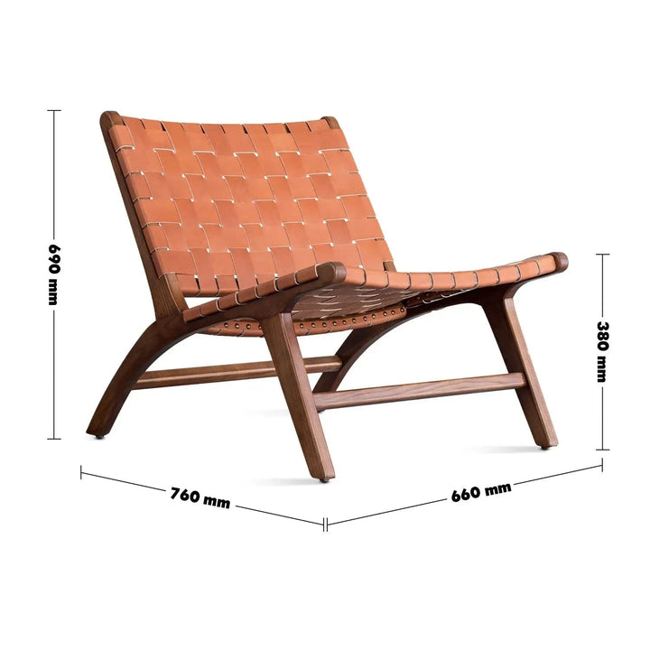 Japandi leather 1 seater sofa tanner size charts.