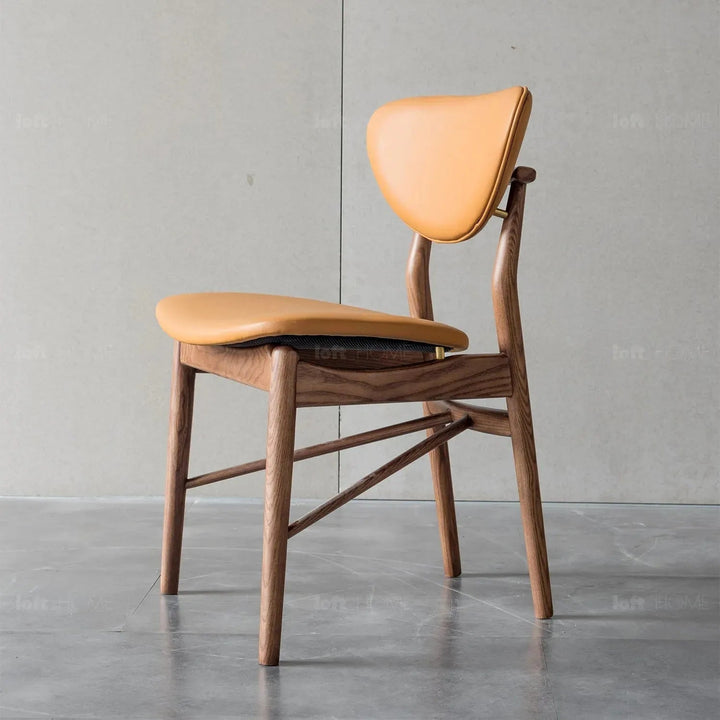 Japandi leather dining chair finn in details.