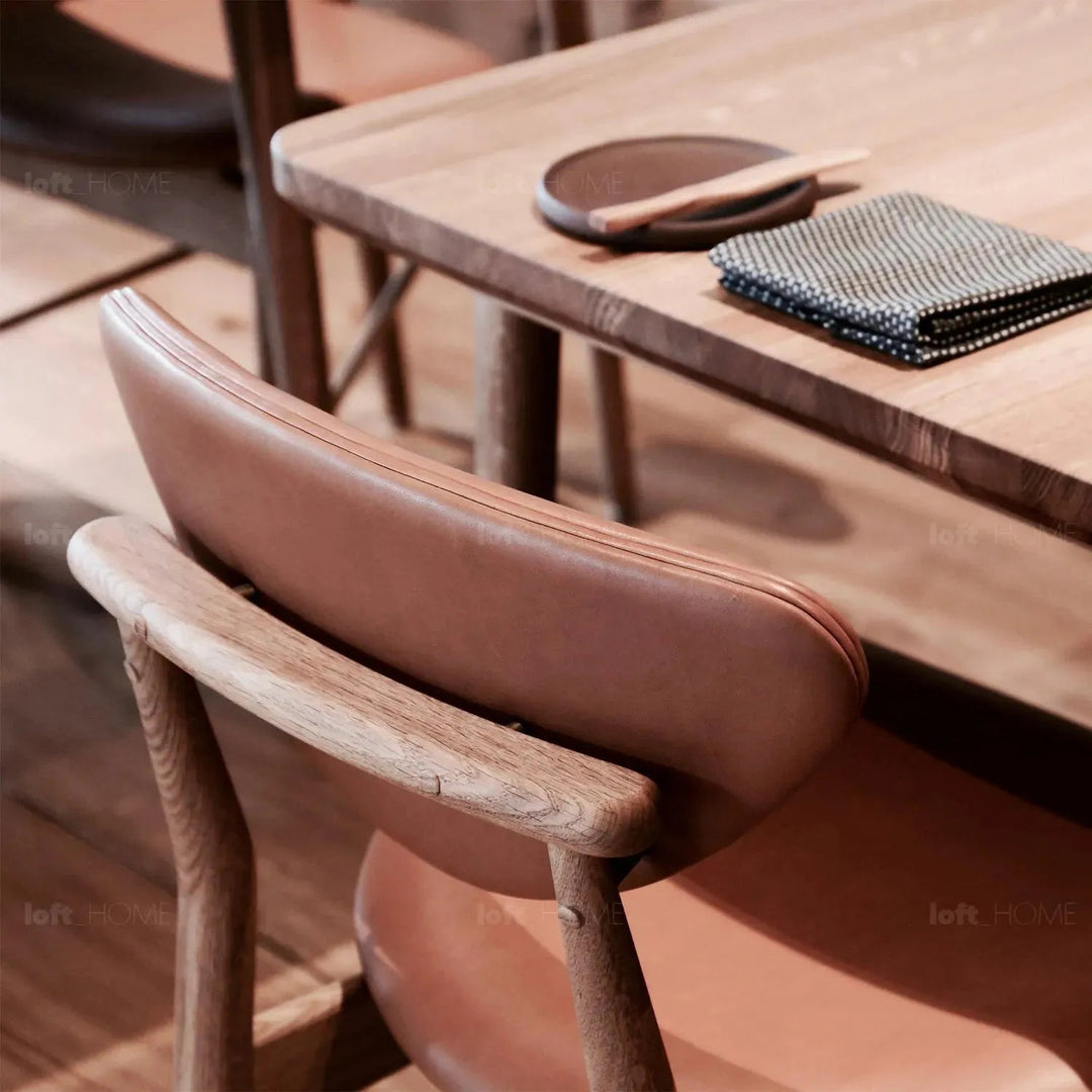 Japandi leather dining chair finn in real life style.