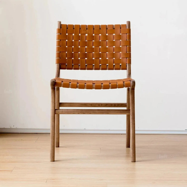 Japandi leather dining chair pasadena material variants.