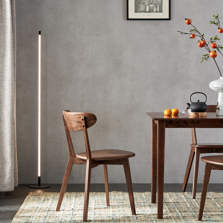 Japandi oak wood dining chair elm walnut in details.