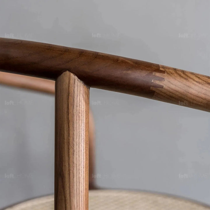 Japandi rattan dining chair circular conceptual design.