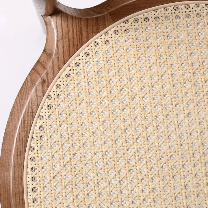 Japandi rattan dining chair circular in still life.